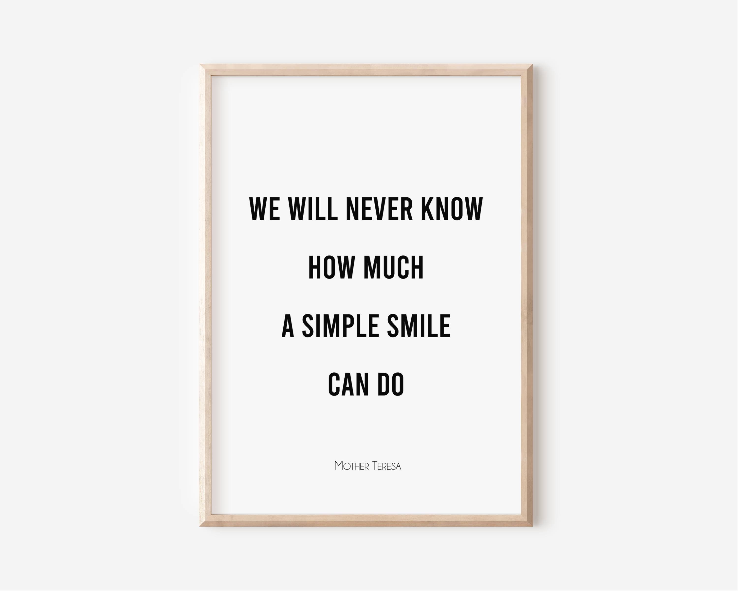 Mother Teresa Quote Print, Smile More, Inspirational Wall Art ...