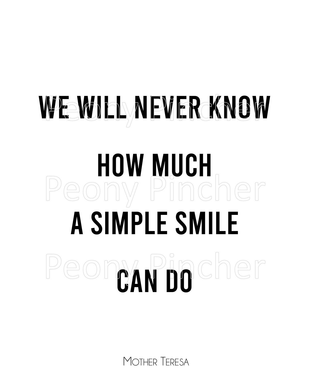 Mother Teresa Quote Print, Smile More, Inspirational Wall Art ...