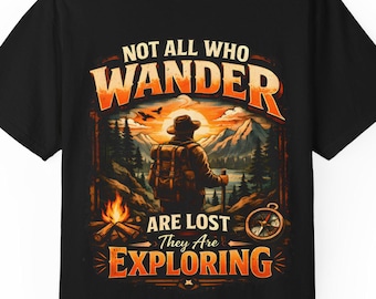 Koszulka „Nie wszyscy, którzy wędrują, są zagubieni” | Koszulka „Wędrujący kamper na łonie natury”