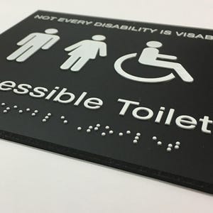 ADA Compliant Restroom Sign，Tactile Braille Bathroom Door Plaque，