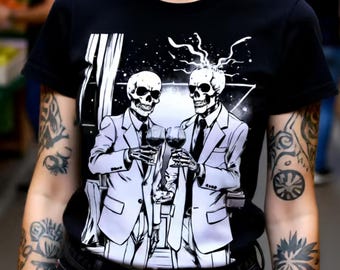 Gothic Skeleton Tee | Dapper Skeletons Toasting, Dark Fashion Alternative Shirt