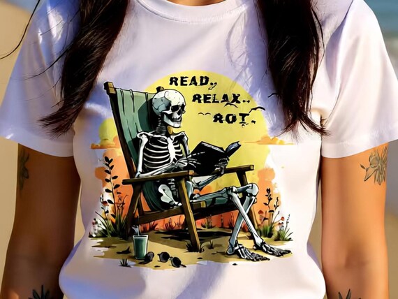 Skeleton Reading Tee | Vacation Tee | Tropical Goth Book Lover Reading Tshirt | Goth Holiday Tshirt | Gothic Reader Gift |Quiet Life Shirt