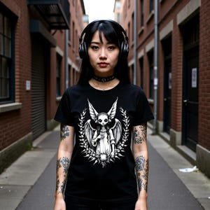 Camiseta con calavera de ángel gótico / Camiseta con gráfico grunge oscuro