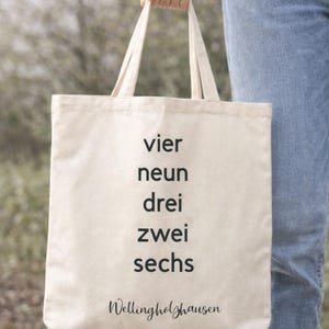 Gepersonaliseerde draagtas met postcode en plaatsnaam | Cadeau-idee van jute | Duurzame tas | Gepersonaliseerd | Draagtas met naam