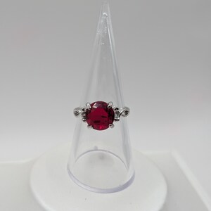 Stainless Steel Ruby Red CZ Ring Size 9 Oval Ruby Cubic Zirconia Solitaire Ring July Birthstone Gift for Her