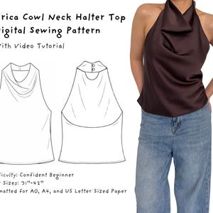 Patron de couture PDF Erica avec col roulé et col roulé