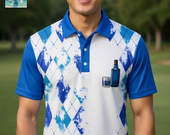 Funny Golf and Bourbon Polo Shirt - Custom Graphic Golf Apparel for Men and Women - Humorous Drinking Golfer Gift