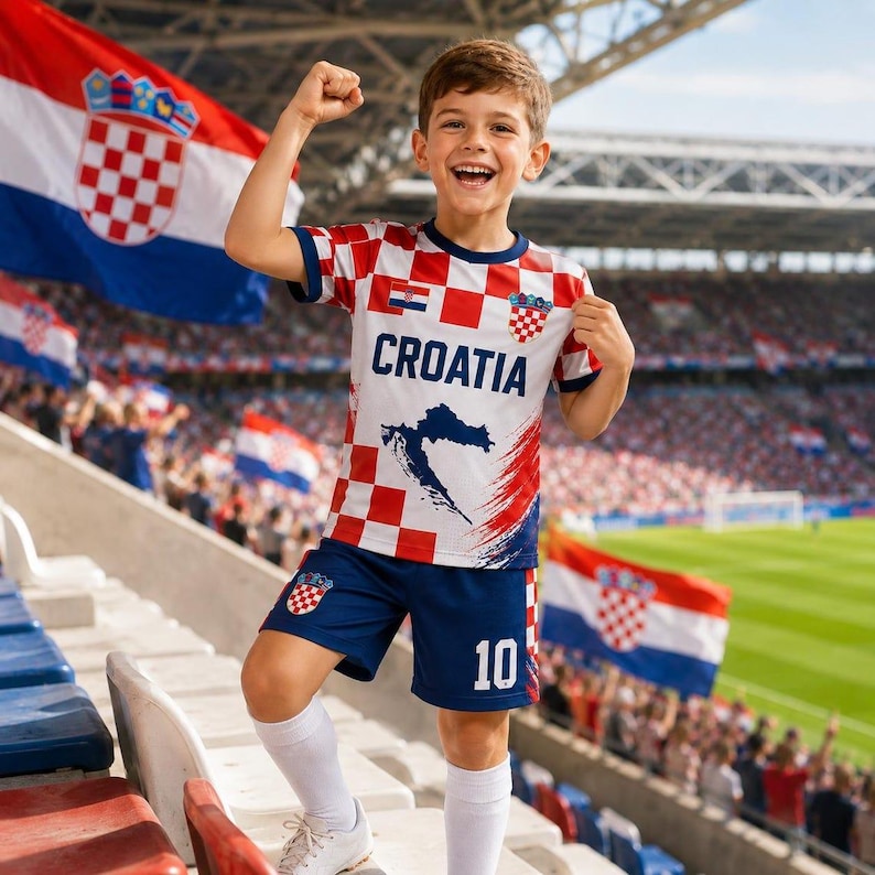 Personalized Croatia Soccer Jersey, Custom Name Number Croatia Football Shirt, Youth Kids Soccer Jersey, Croatia Fan Gift image 4