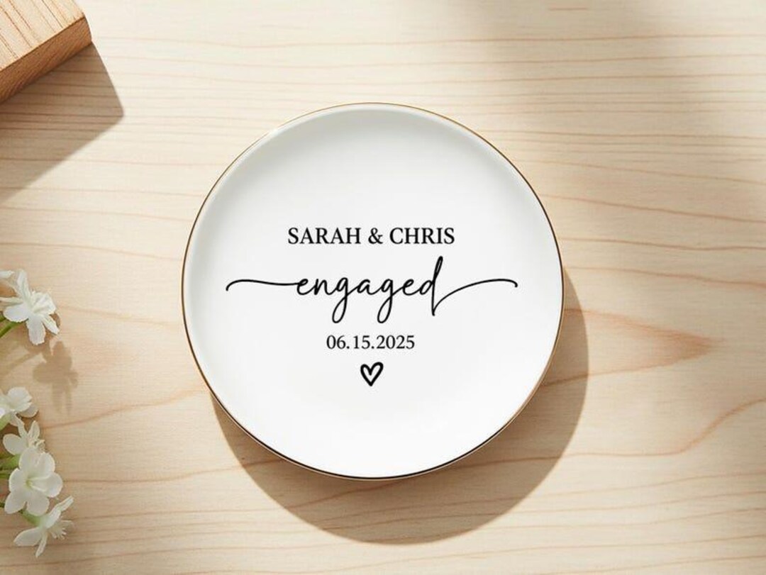 Personalized Engagement Ring Dish, Custom Name Ceramic Jewelry Tray ...