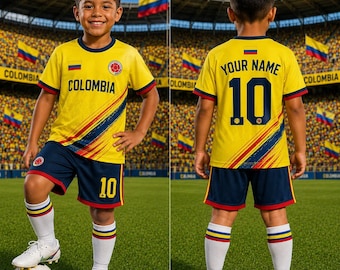 Personalized Colombia Football Jersey, Custom Name Number Soccer Shirt, Kids Youth Colombia Jersey, Fan Gift for Boys Girls