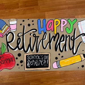 Hand painted custom banner, painted retirement banner, painted butcher paper banner, kraft paper banner, party banner, custom banner