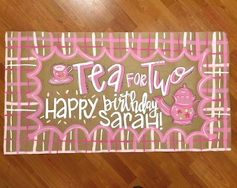 Hand painted custom banner, painted birthday banner, painted butcher paper banner, kraft paper banner, party banner, custom banner, birthday