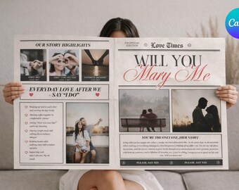 Modelo de jornal "Quer casar comigo?" | Pedido de casamento (Download digital)
