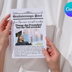 Graduierung Zeitung Canva Vorlage | Personalisierbares Abschluss Geschenk | Examen affisch