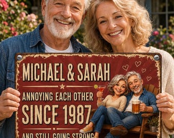 Personalized Couple Metal Sign, Custom Photo Anniversary Gift, Funny Marriage Gift, Rustic Wall Decor for Husband or Wife