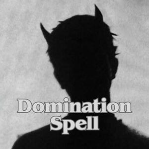 May include: A grayscale image featuring a silhouette of a person with small horns, set against a textured background. The words "Domination Spell" are displayed in a stylized font across the lower portion of the image.