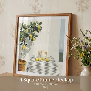 1:1 fyrkantig rammodell PSD, realistisk trärammodell, fyrkantig och vertikal väggkonstmodell, smart objekt