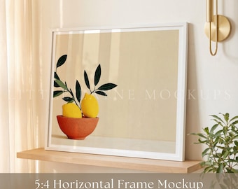 White Frame Mockup 5:4 Horizontal PSD, Landscape Wall Art Mockup, Minimal White Frame Mockup, Realistic Art Mockup for Etsy