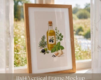 11x14 Vertical Frame Mockup PSD and JPEG, Realistic Wooden Frame Mockup, Wall Art Mockup