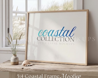 20x16 Frame Mockup PSD, Coastal Frame Mockup, 5:4 Frame Mockup, Beach House Wall Art Mockup, Horizontal Poster Mockup, Coastal Decor Mockup