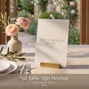 5x7 Table Sign Mockup PSD, Wedding Table Number Mockup, Place Card Sign Mockup, Event Table Sign Mockup, Reception Sign Mockup