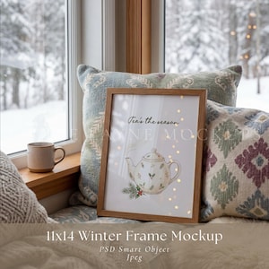 11x14 Winter Frame Mockup PSD, Cozy Frame Mockup, Seasonal Frame Mockup, Neutral Winter Mockup, Editable PSD Mockup, Wall Art Mockup