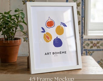 4:5 Vertical Frame Mockup PSD, Realistic White Frame Mockup, Wall Art Mockup, 8x10 Kitchen Frame