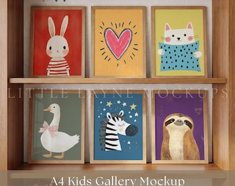 6 Frame Mockup PSD, A4 Frame Mockup Set, Kids Room Mockup, Nursery Gallery Wall Mockup, Six Frame Mockup, Wall Art Mockup