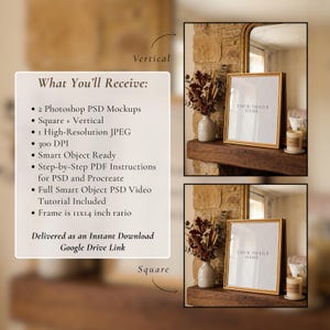 11x14 Frame Mockup PSD, Autumn Frame Mockup, Cozy Frame Mockup, Fall Mockup, Editable PSD Frame Mockup, Printable Wall Art Mockup image 2