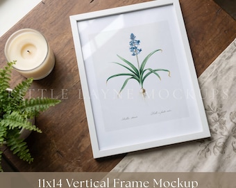 11x14 Vertical Frame Mockup PSD, Realistic White Frame Mockup, Wall Art Mockup, 11x14 Flatlay