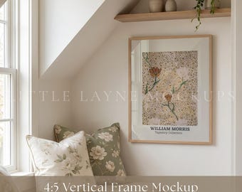 16x20 Vertical Frame Mockup PSD and JPEG, Realistic Wooden Frame Mockup, Wall Art Mockup