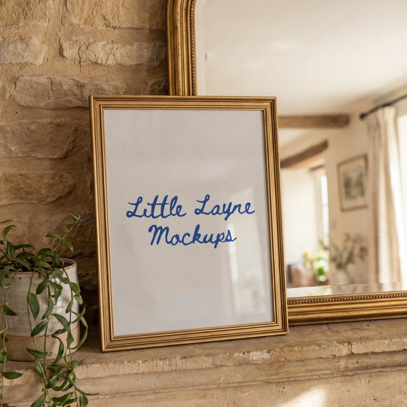 11x14 Frame Mockup PSD, Gold Frame Mockup, Vintage Wall Art Mockup, 11x14 Poster Mockup, Classic Frame Mockup, Smart Object Mockup image 8