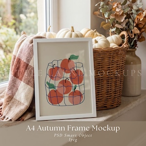A4 Frame Mockup PSD, Autumn Frame Mockup, Cozy Frame Mockup, Fall Mockup, Editable PSD Frame Mockup, Printable Wall Art Mockup, Etsy Mockup