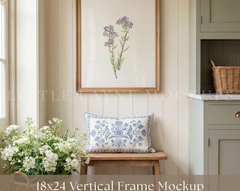 18x24 Vertical Frame Mockup PSD and JPEG, Realistic Wooden Frame Mockup, Wall Art Mockup