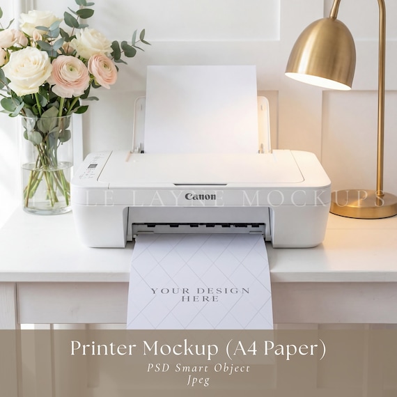Printer Mockup PSD, A4 Paper Mockup, Printable Mockup, Canon Printer Mockup, Editable PSD Mockup, Digital Download Mockup, Etsy Mockup