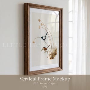 Vertical Frame Mockup PSD, A3, A4 Wall Art Mockup, Realistic Wooden Frame Mockup, Smart Object