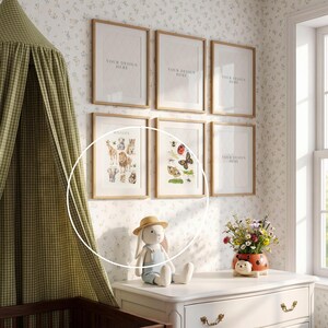A4 Nursery Gallery Wall Mockup PSD, 6 Frame Mockup Set, Kids Room Mockup, Nursery Wall Art Mockup, Children’s Poster Mockup, A4 Frame Mockup image 4