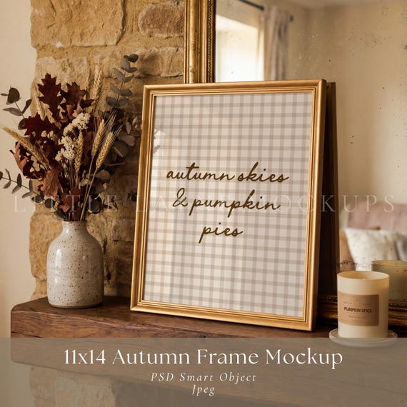 11x14 Frame Mockup PSD, Autumn Frame Mockup, Cozy Frame Mockup, Fall Mockup, Editable PSD Frame Mockup, Printable Wall Art Mockup
