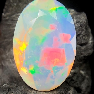 17x11mm Rainbow  Fire White Ethiopian Opal Loose Gemstone Making For Jewelry