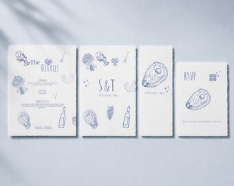 Dusty Blue Wedding Invitation | Handdrawn stationary | RSVP | Save the Date Editable Template