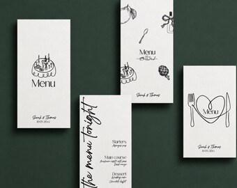 Handdrawn Signature Minimalist Wedding Menu Template | Editable Canva | Printable (instant download)