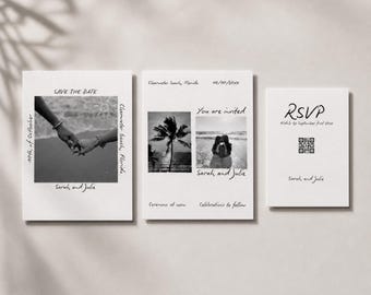 Cinematic Wedding Invitation Template | Modern Script | Editable template