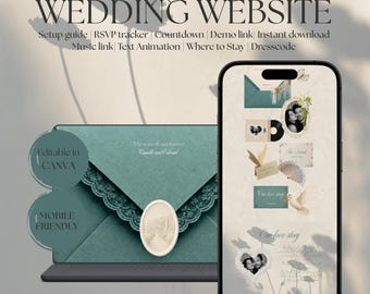 Wedding website template Canva | Whispering Blooms Editable Digital Wedding Invitation with RSVP | Instant Download