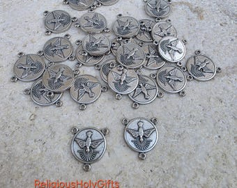 Centri del rosario dello Spirito Santo all'ingrosso, 10, 20, 50 medaglie del rosario cattolico all'ingrosso, centrotavola con medaglie dello Spirito Santo, forniture per la creazione di gioielli