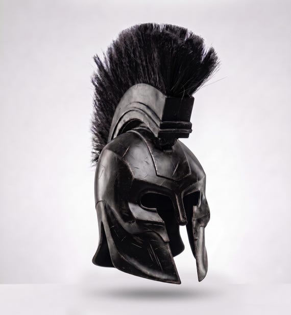 Greek Helmet | Black King Agamemnon Helmet | Ancient Greek Armor | Spartan Helmet | Trojan Warrior Helmet | Medieval Helmet | Cosplay Helmet