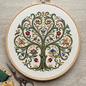 Tree of Life Mythical Griffin Embroidery Kit - Folk Art DIY Craft