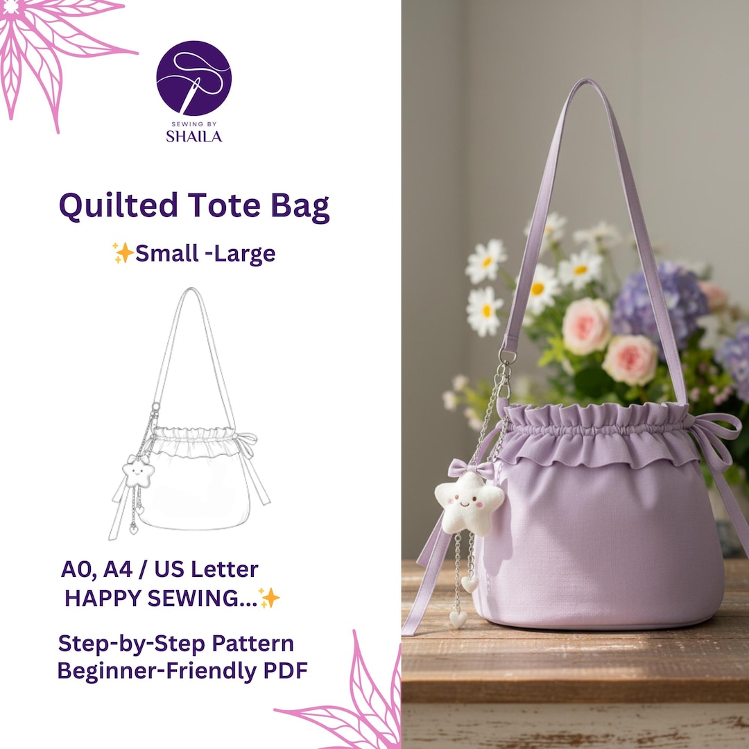 Quilted Tote Bag Sewing Pattern | Beginner Friendly, Multi-size PDF ...