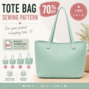 Tragetasche Schnittmuster PDF | Anfänger Strukturierte Schulter Tasche | Anfänger Freundliche PDF Vorlage (A4/Letter)
