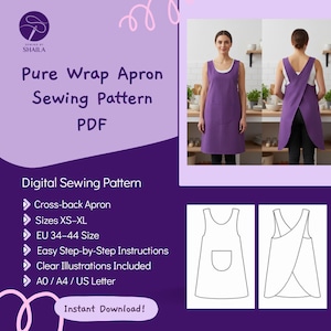 Cross Back Apron Sewing Pattern | Beginner Friendly (PDF Pattern)