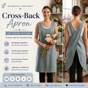 Kitchen Apron Sewing Pattern, Women's Apron Pattern For Beginners, Men's Apron Sewing Pattern, Workshop Apron Pattern